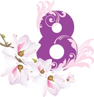 Floral_ Number_ Eight_ Graphic PNG Image