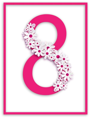 Floral Number8 Design PNG Image