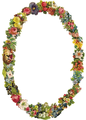 Floral Oval Frame Design PNG Image