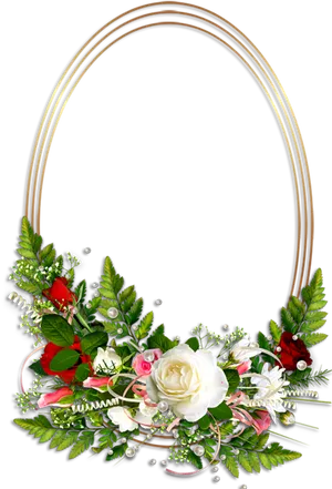 Floral Oval Frame Design PNG Image