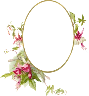 Floral Oval Frame Vintage PNG Image