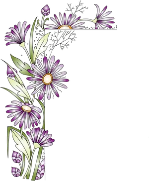 Floral Page Corner Design PNG Image