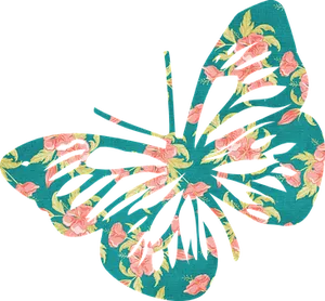 Floral Pattern Butterfly Art PNG Image