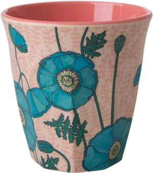 Floral Pattern Ceramic Mug PNG Image