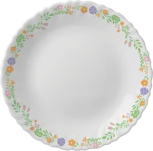 Floral Pattern Ceramic Plate PNG Image