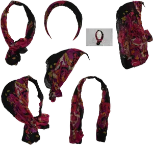 Floral Pattern Head Bandana Variations PNG Image