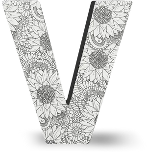 Floral Pattern Letter V PNG Image