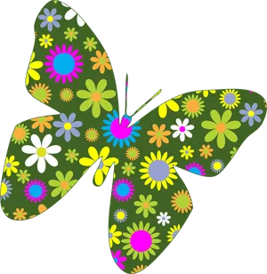 Floral Patterned Butterfly Illustration PNG Image