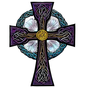 Floral Patterned Celtic Cross Png Agq PNG Image