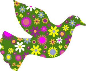 Floral Patterned Retro Dove PNG Image