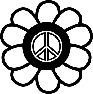 Floral Peace Symbol Graphic PNG Image