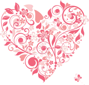 Floral Pink Heart Design PNG Image