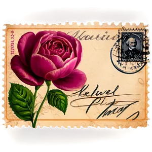 Floral Postcard Stamp Png 06272024 PNG Image