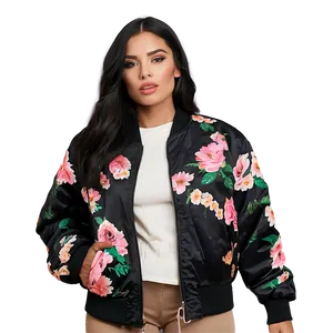 Floral Print Bomber Jacket Png Qjp PNG Image