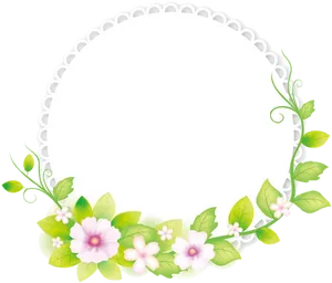 Floral Round Frame Design PNG Image