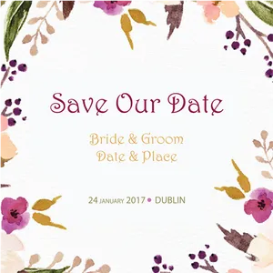 Floral Save The Date Invitation Template PNG Image