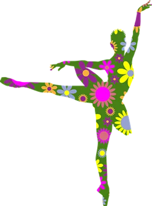 Floral Silhouette Dancer PNG Image