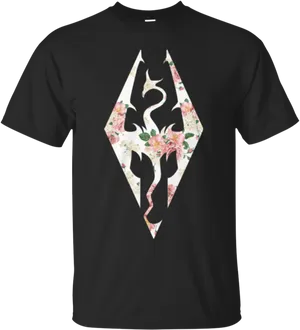 Floral Skyrim Logo T Shirt PNG Image