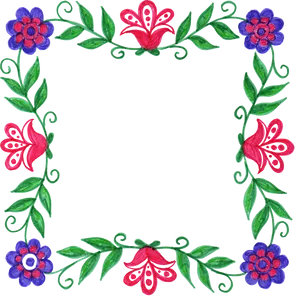 Floral Square Frame Design PNG Image