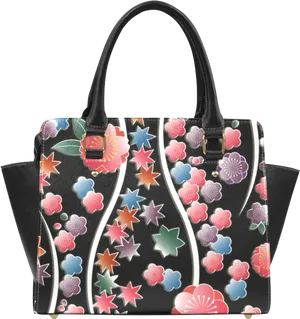 Floral Star Pattern Handbag PNG Image