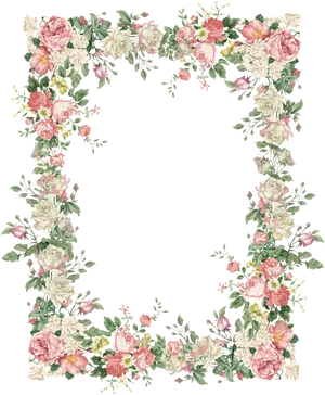 Floral Vintage Frame Design PNG Image