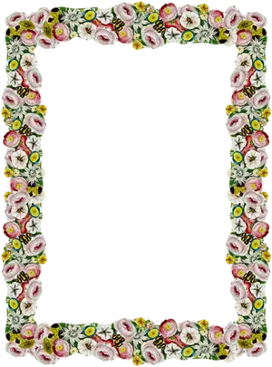 Floral Vintage Frame Design PNG Image