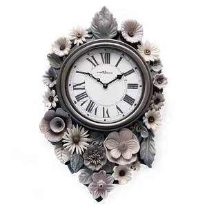 Floral Wall Clock Png Mpn PNG Image