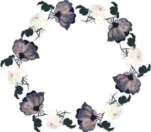 Floral Wreath Dark Background PNG Image