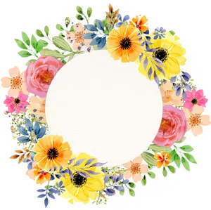 Floral Wreath Vintage Frame PNG Image