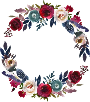 Floral Wreath Watercolor Design PNG Image