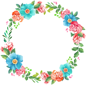 Floral Wreath Watercolor Design PNG Image