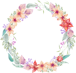 Floral Wreath Watercolor Illustration PNG Image