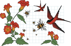 Floraland Fauna Illustration PNG