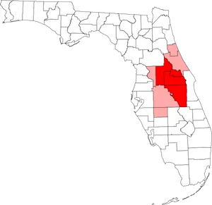 Florida Counties Highlighted Map PNG Image