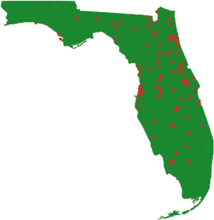 Florida Mapwith Red Dots PNG Image