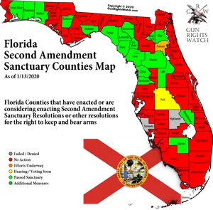 Florida Second Amendment Sanctuary Counties Map2020 PNG Image