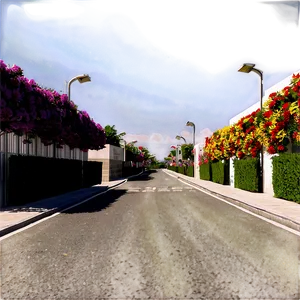 Flower Lined Street PNG 06112024 PNG