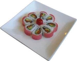 Flower Shaped Sushi Platter PNG