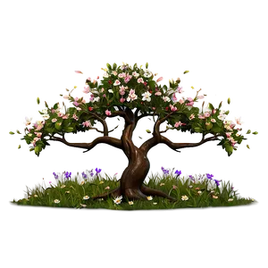 Flower Tree In Meadow Png Kgm PNG Image