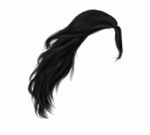 Flowing_ Black_ Hair_ Artwork PNG Image