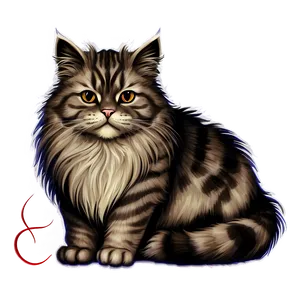 Fluffy Cat Illustration Vector Png Wuk PNG Image