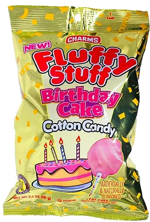 Fluffy Stuff Birthday Cake Cotton Candy Package PNG Image