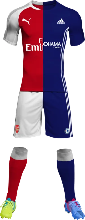 Fly Emirates Arsenal Chelsea Football Kit Hybrid PNG Image