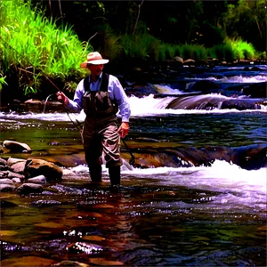 Fly Fishing Stream Adventure Png Djn PNG Image