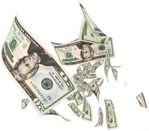 Flying Dollar Bills PNG Image