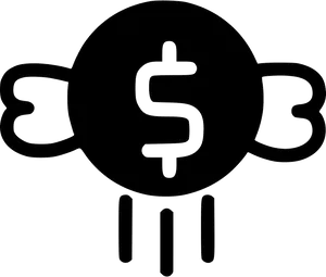 Flying Dollar Symbol Icon PNG Image