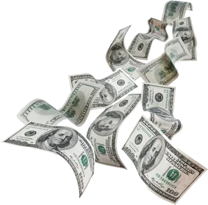 Flying Hundred Dollar Bills PNG Image