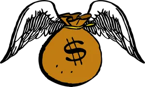 Flying Money Bag Illustration PNG Image