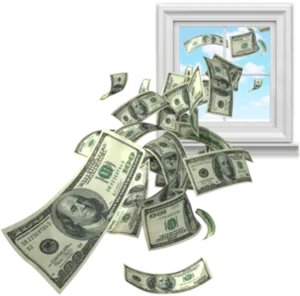 Flying Money Outof Window PNG Image