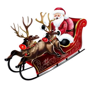 Flying Santa Sleigh And Reindeer Clipart Png 06282024 PNG Image